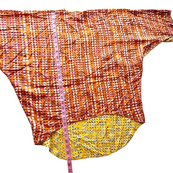 Anthropologie Silk Sanchita Placed Pixels Blouse Boxy Top Drop Raw Edge Sz L - Picture 11 of 12